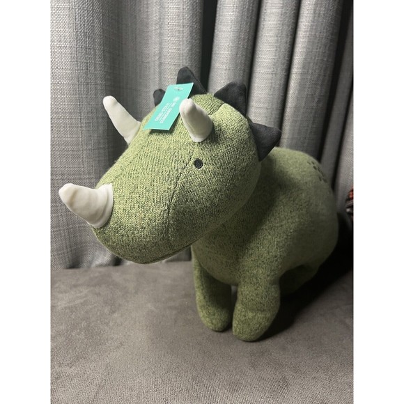 Pillowfort Dinosaur Green Triceratops Plush Throw Pillow Stuffed Animal Toy 21” - Picture 2 of 7